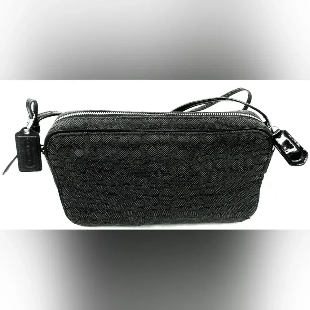 COACH Signature Monogram Black Crossbody Bag Purse Handbag